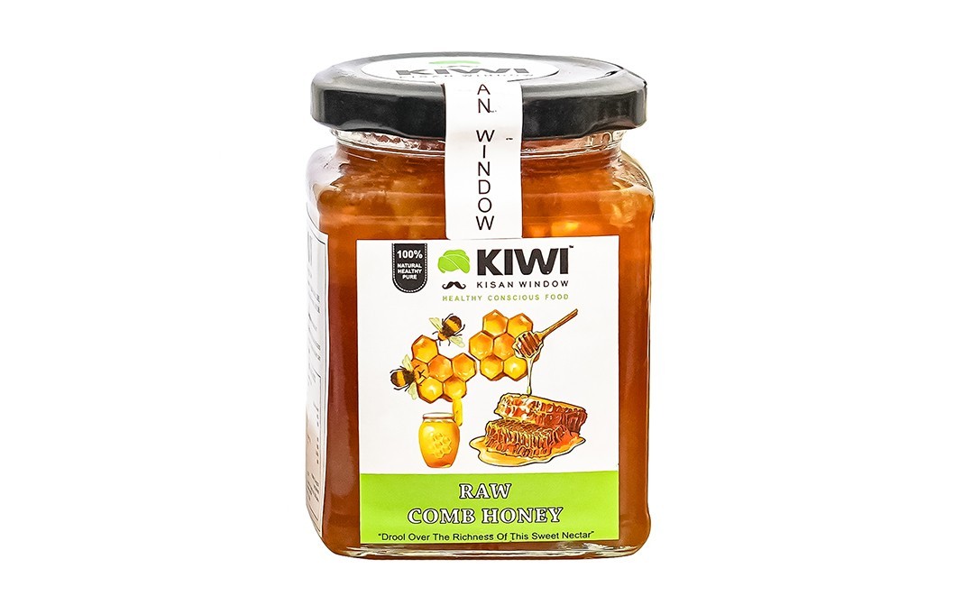 Kiwi Kisan Window Raw Comb Honey    Glass Jar  350 grams